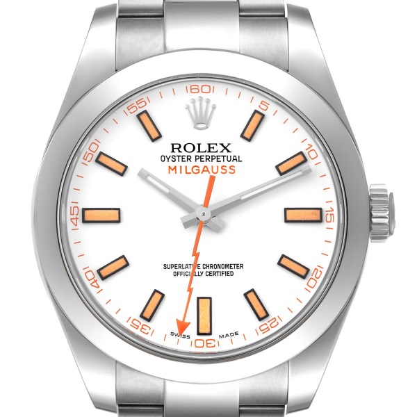 Rolex Milgauss White Dial Stainless Steel Mens Watch 116400V Box Card