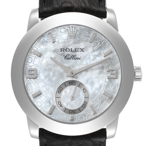 Rolex Cellini Cellinium Platinum Mother of Pearl Dial Mens Watch 5240