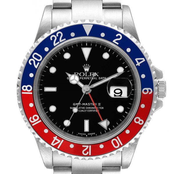 Rolex GMT Master II Pepsi Red and Blue Bezel Steel Mens Watch 16710