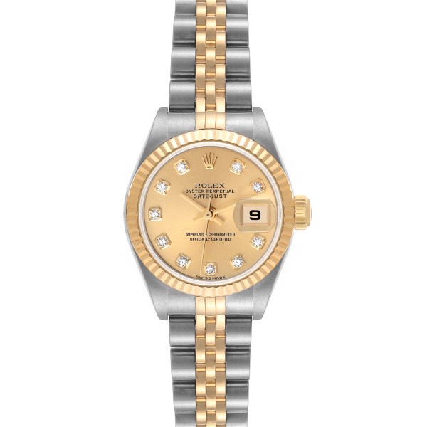 Rolex Datejust Steel Yellow Gold Diamond Dial Ladies Watch 79173 Box Papers