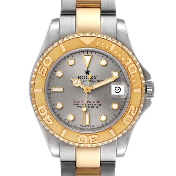 Rolex Yachtmaster 35 Midsize Steel Yellow Gold Slate Dial Mens Watch 68623