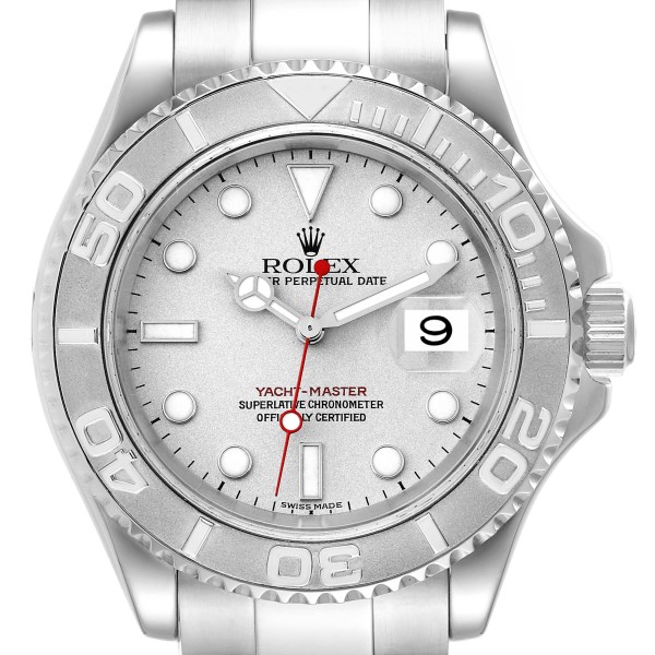 Rolex Yachtmaster Steel Platinum Dial Platinum Bezel Mens Watch 16622