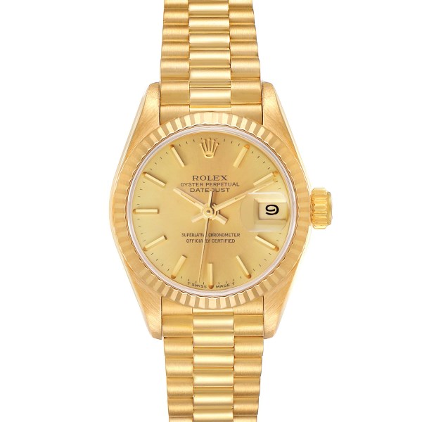 Rolex President Datejust Yellow Gold Champagne Dial Ladies Watch 69178