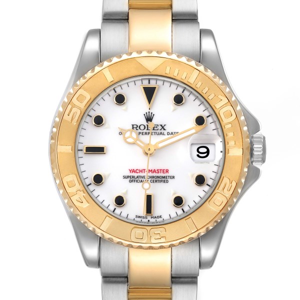 Rolex Yachtmaster Midsize Steel Yellow Gold White Dial Watch 168623 Box Papers