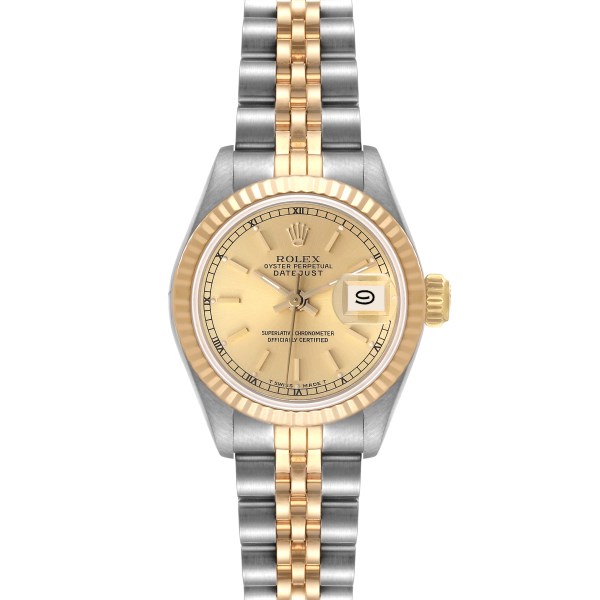 Rolex Datejust Steel Yellow Gold Fluted Bezel Ladies Watch 69173 Box Papers