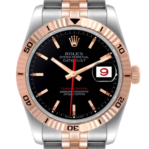 Rolex Turnograph Datejust Steel Rose Gold Black Dial Mens Watch 116261 Rolex Turnograph Datejust Steel Rose Gold Black Dial Mens Watch 116261