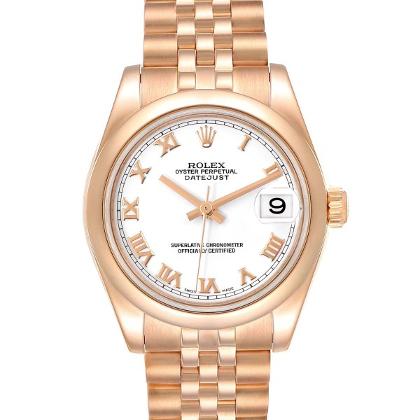 Rolex President Midsize 31 White Dial Rose Gold Ladies Watch 178245