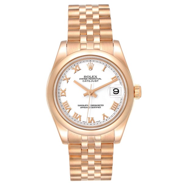 Rolex President Midsize 31 White Dial Rose Gold Ladies Watch 178245