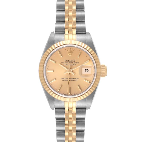 Rolex Datejust Steel Yellow Gold Champagne Dial Ladies Watch 69173