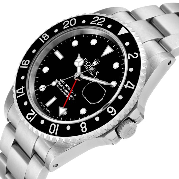 Rolex GMT Master II Black Bezel Steel Mens Watch 16710 Box Papers