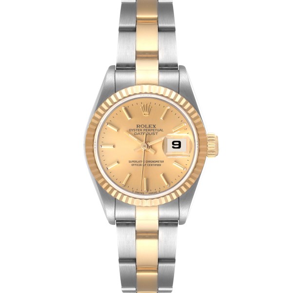Rolex Datejust Steel Yellow Gold Fluted Bezel Ladies Watch 69173