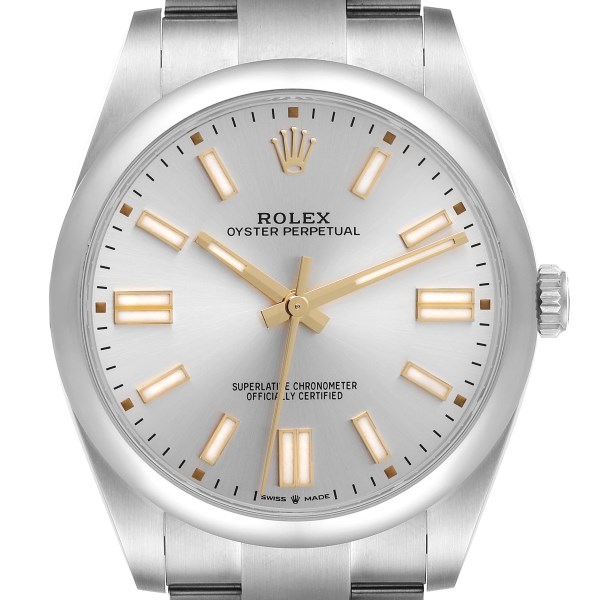 Rolex Oyster Perpetual 41 Silver Dial Steel Mens Watch 124300 Box Card