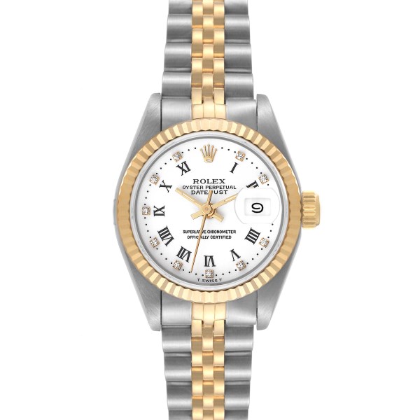 Rolex Datejust Steel Yellow Gold Diamond Dial Ladies Watch 69173 Box Papers
