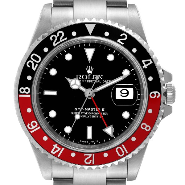 Rolex GMT Master II Black Red Coke Bezel Steel Mens Watch 16710 Box Papers