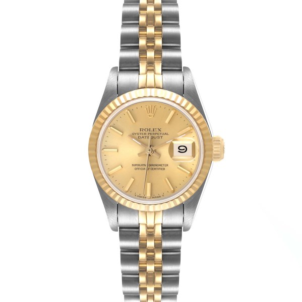 Rolex Datejust Steel Yellow Gold Fluted Bezel Ladies Watch 69173