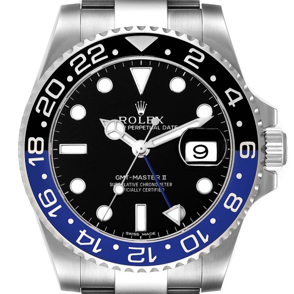 Rolex GMT Master II Batman Blue Black Ceramic Bezel Steel Watch 116710 Box Card