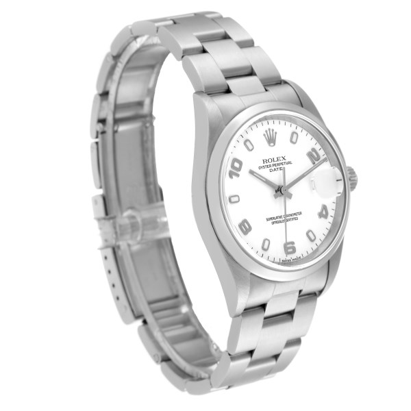 Rolex Date White Dial Smooth Bezel Steel Mens Watch 15200