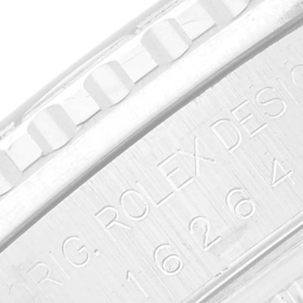 Rolex Datejust Turnograph Steel White Gold Black Dial Mens Watch 16264