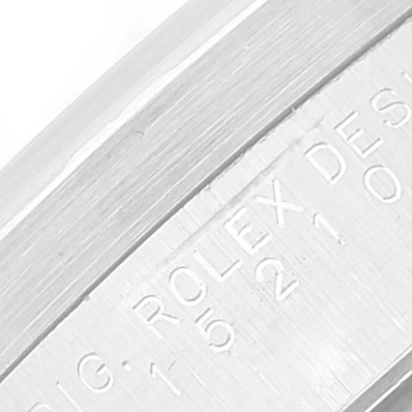 Rolex Date Salmon Dial Engine Turned Bezel Steel Mens Watch 15210