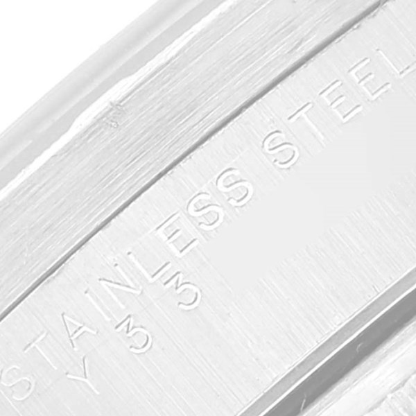 Rolex Date Salmon Dial Engine Turned Bezel Steel Mens Watch 15210