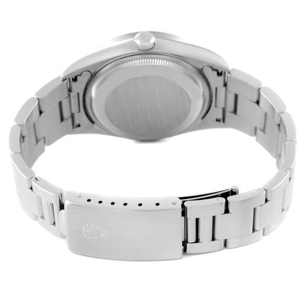 Rolex Date Salmon Dial Engine Turned Bezel Steel Mens Watch 15210