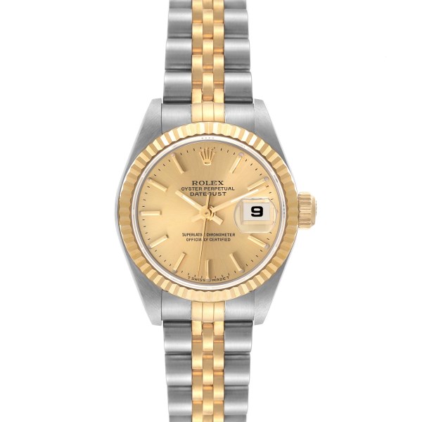 Rolex Datejust Steel Yellow Gold Champagne Dial Ladies Watch 79173 Box Papers