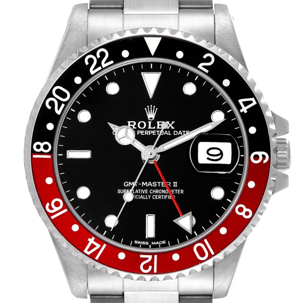 Rolex GMT Master II Black Red Coke Bezel Steel Mens Watch 16710 Box Papers
