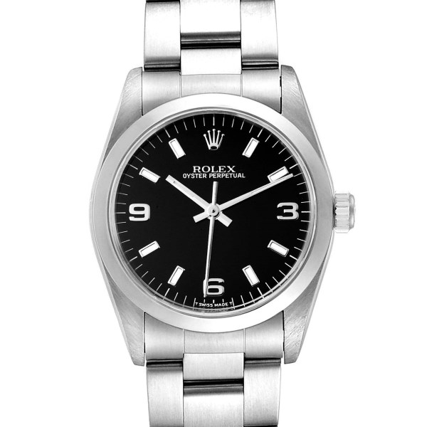 Rolex Midsize 31mm Black Dial Automatic Steel Ladies Watch 67480