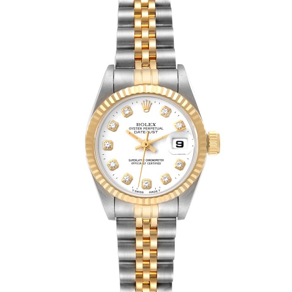 Rolex Datejust Steel Yellow Gold Diamond Dial Ladies Watch 69173