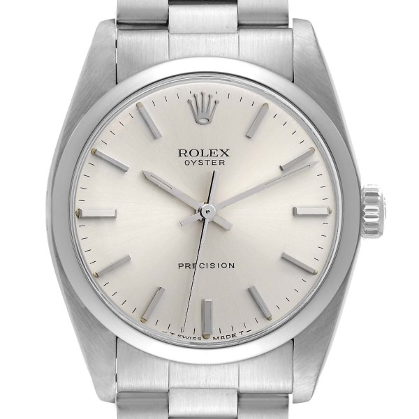 Rolex Oyster Precision Stainless Steel Silver Dial Vintage Mens Watch 6426