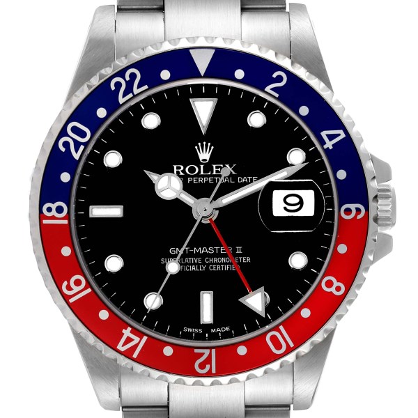 Rolex GMT Master II Pepsi Bezel Steel Mens Watch 16710 Box Papers