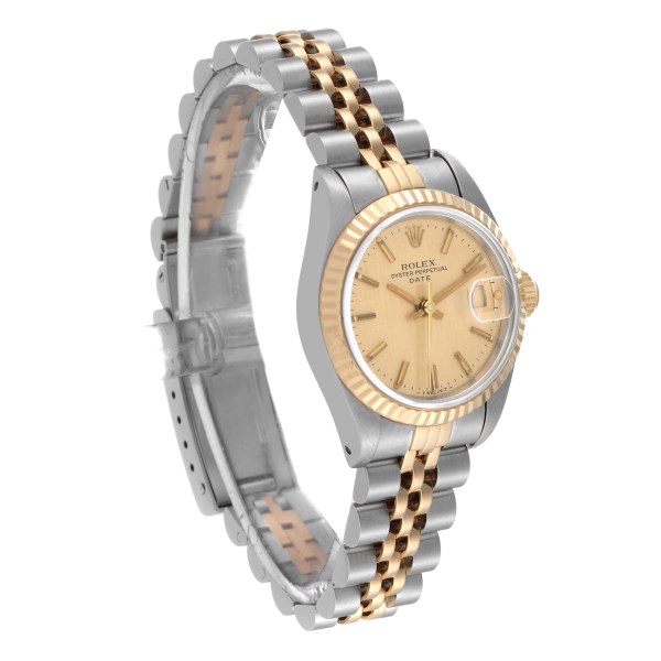 Rolex Datejust Steel Yellow Gold Champagne Linen Dial Ladies Watch 69173