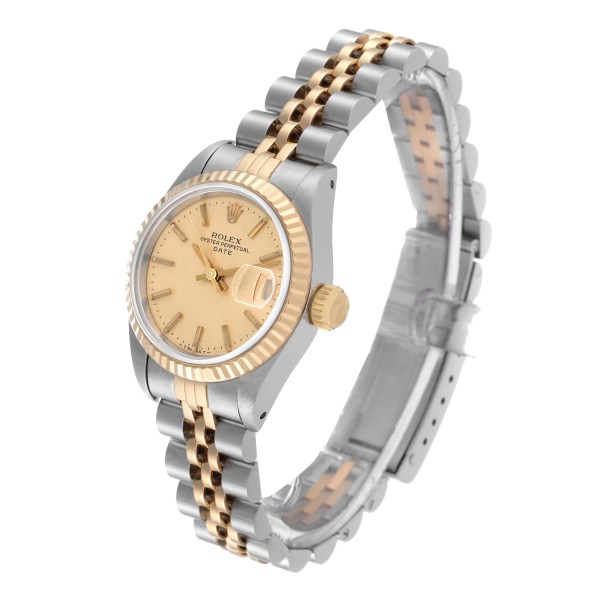 Rolex Datejust Steel Yellow Gold Champagne Linen Dial Ladies Watch 69173