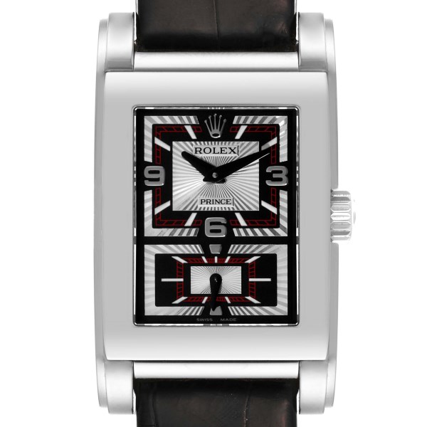 Rolex Cellini Prince Black Dial 18K White Gold Mens Watch 5443 Box Card