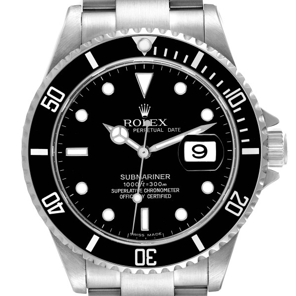 Rolex Submariner Date 40mm Black Dial Steel Mens Watch 16610 Box Papers
