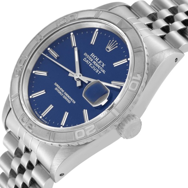Rolex Turnograph Datejust Steel White Gold Blue Dial Watch 16264