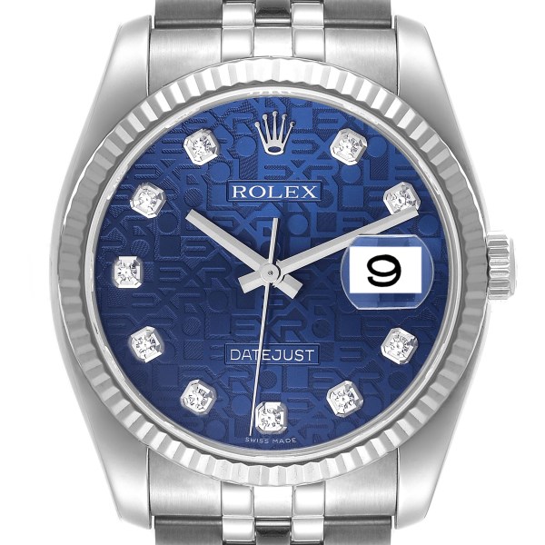 Rolex Datejust Steel White Gold Blue Diamond Dial Mens Watch 116234 Box Card Rolex Datejust Steel White Gold Blue Diamond Dial Mens Watch 116234 Box Card