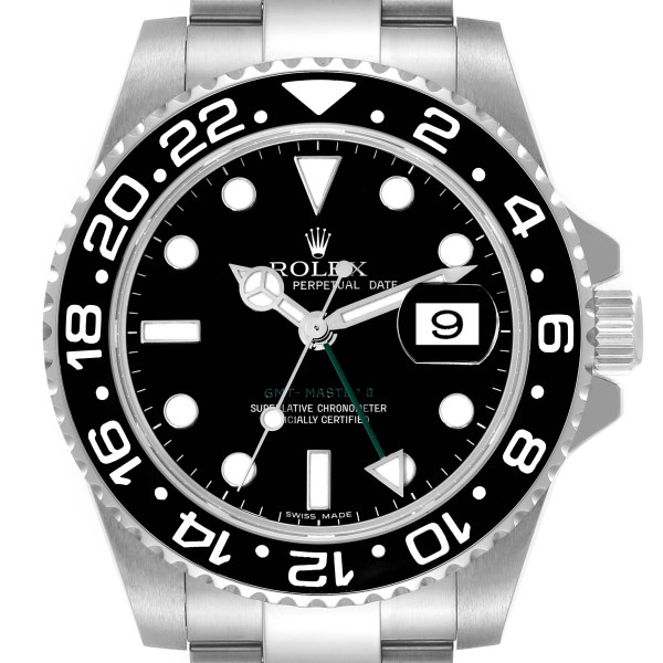 Rolex GMT Master II Black Dial Ceramic Bezel Steel Mens Watch 116710 Box Card