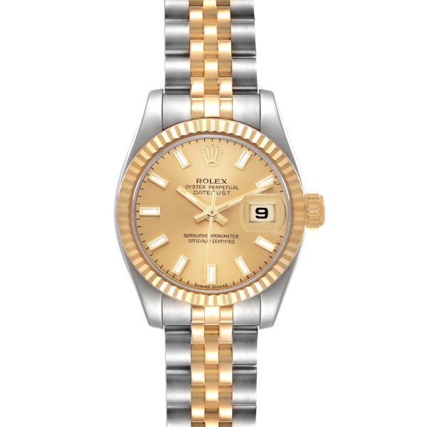 Rolex Datejust Steel Yellow Gold Champagne Dial Ladies Watch 179173