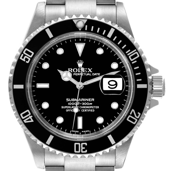 Rolex Submariner Date 40mm Black Dial Steel Mens Watch 16610