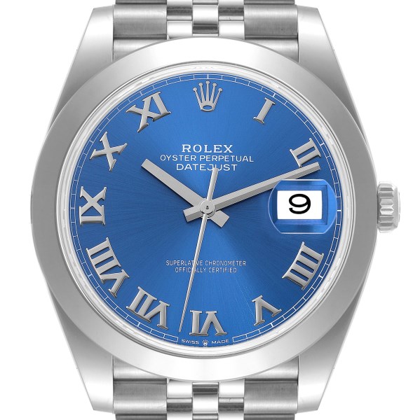 Rolex Datejust 41 Blue Roman Dial Steel Mens Watch 126300 Unworn