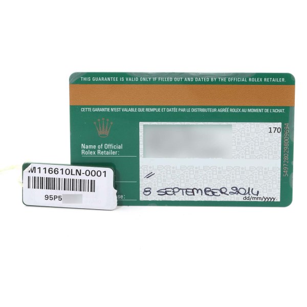 Rolex Submariner Black Dial Ceramic Bezel Steel Mens Watch 116610 Box Card