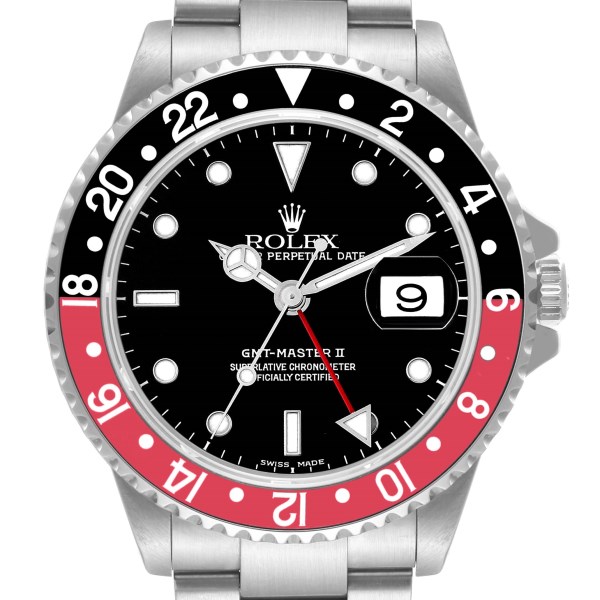 Rolex GMT Master II Black Red Coke Bezel Steel Mens Watch 16710