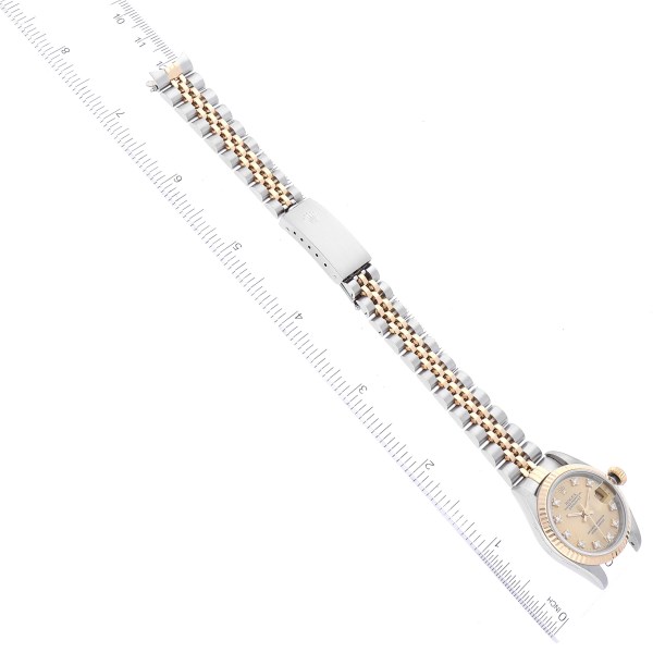 Rolex Datejust Steel Yellow Gold Champagne Diamond Dial Ladies Watch 69173