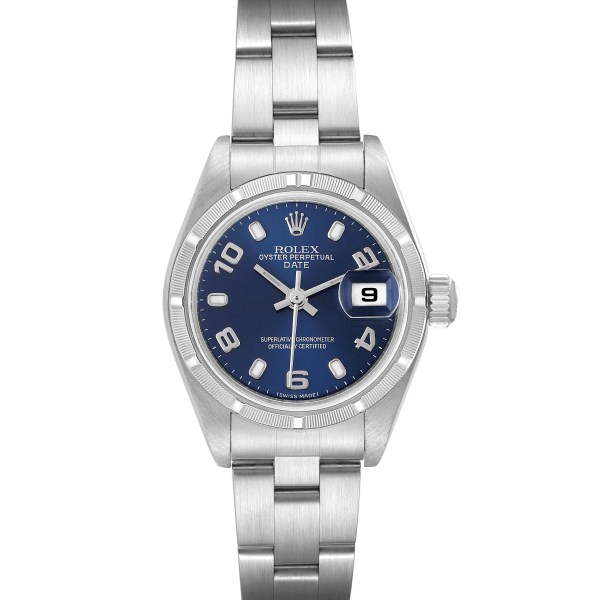 Rolex Date Blue Dial Oyster Bracelet Steel Ladies Watch 79190