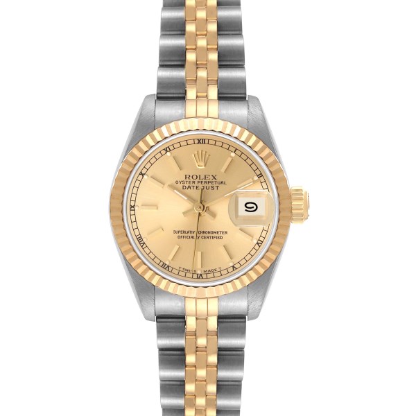 Rolex Datejust Steel Yellow Gold Champagne Dial Ladies Watch 69173