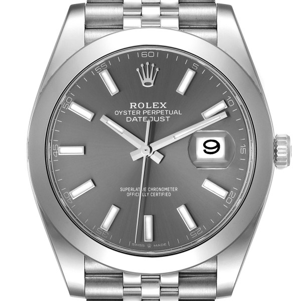 Rolex Datejust 41 Slate Dial Smooth Bezel Steel Mens Watch 126300 Unworn