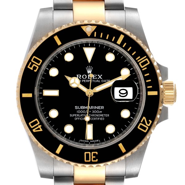 Rolex Submariner Steel Yellow Gold Black Dial Mens Watch 116613