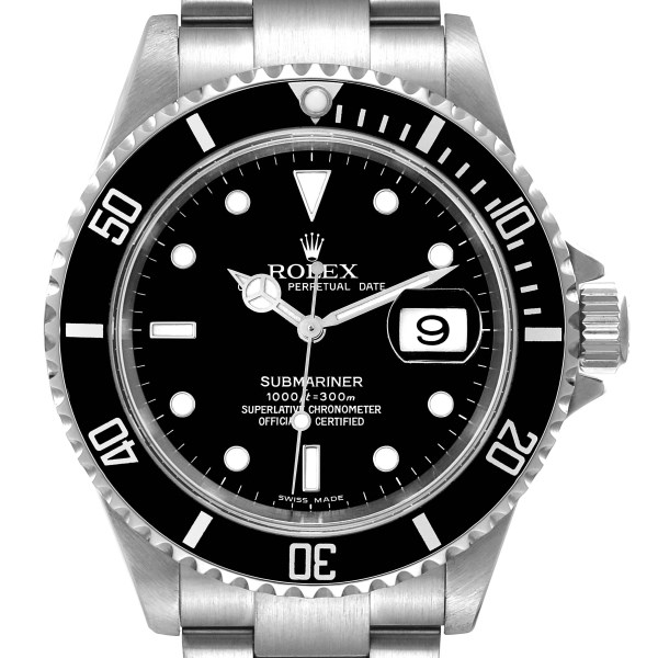 Rolex Submariner Date Black Dial Steel Mens Watch 16610
