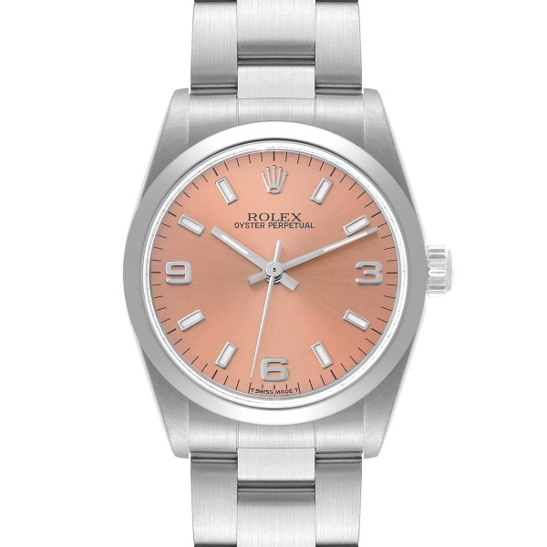 Rolex Oyster Perpetual Midsize Salmon Dial Steel Ladies Watch 77080
